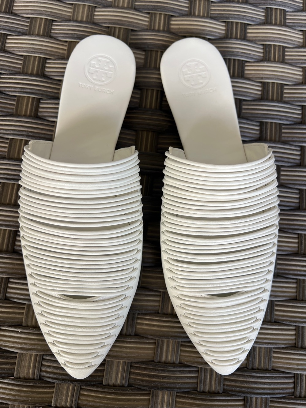 TORY BURCH Sienna flat slide leather mules white size 7 - Picture 7 of 17
